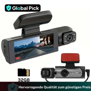 Front & Inside Dashcam, 1 Count Dash Camera for Car, Car Dashcam with 32GB Memory Card, Wide Angle Car Driving Recorder with IR Night-Visionr, 3.16 Inch lPS Screen 1080P HD Camera with Dual Lens, Fall Gift Birthday Gifts